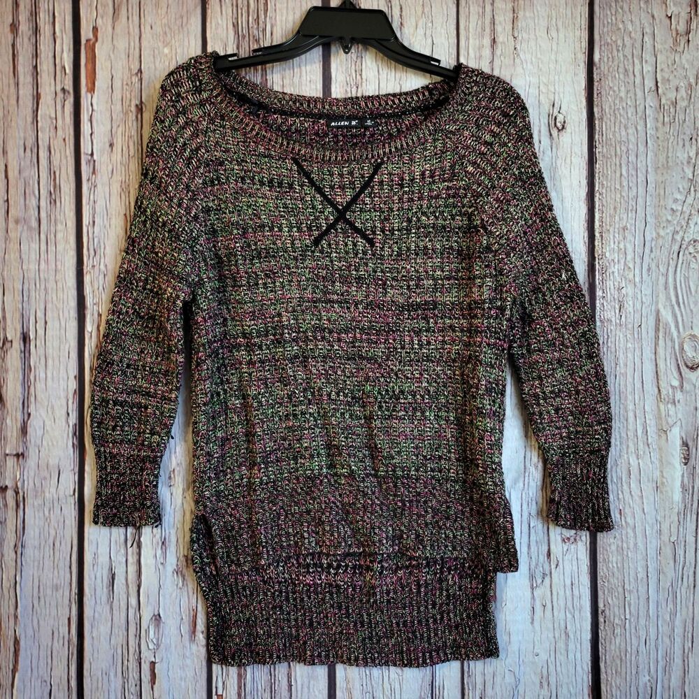 Allen B. Schwartz Medium Made in USA Rainbow Knitted Sweater High-Low Hemline